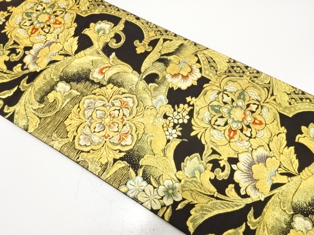 JAPANESE FUKURO OBI FOR FURISODE / WOVEN FLORAL SARASA